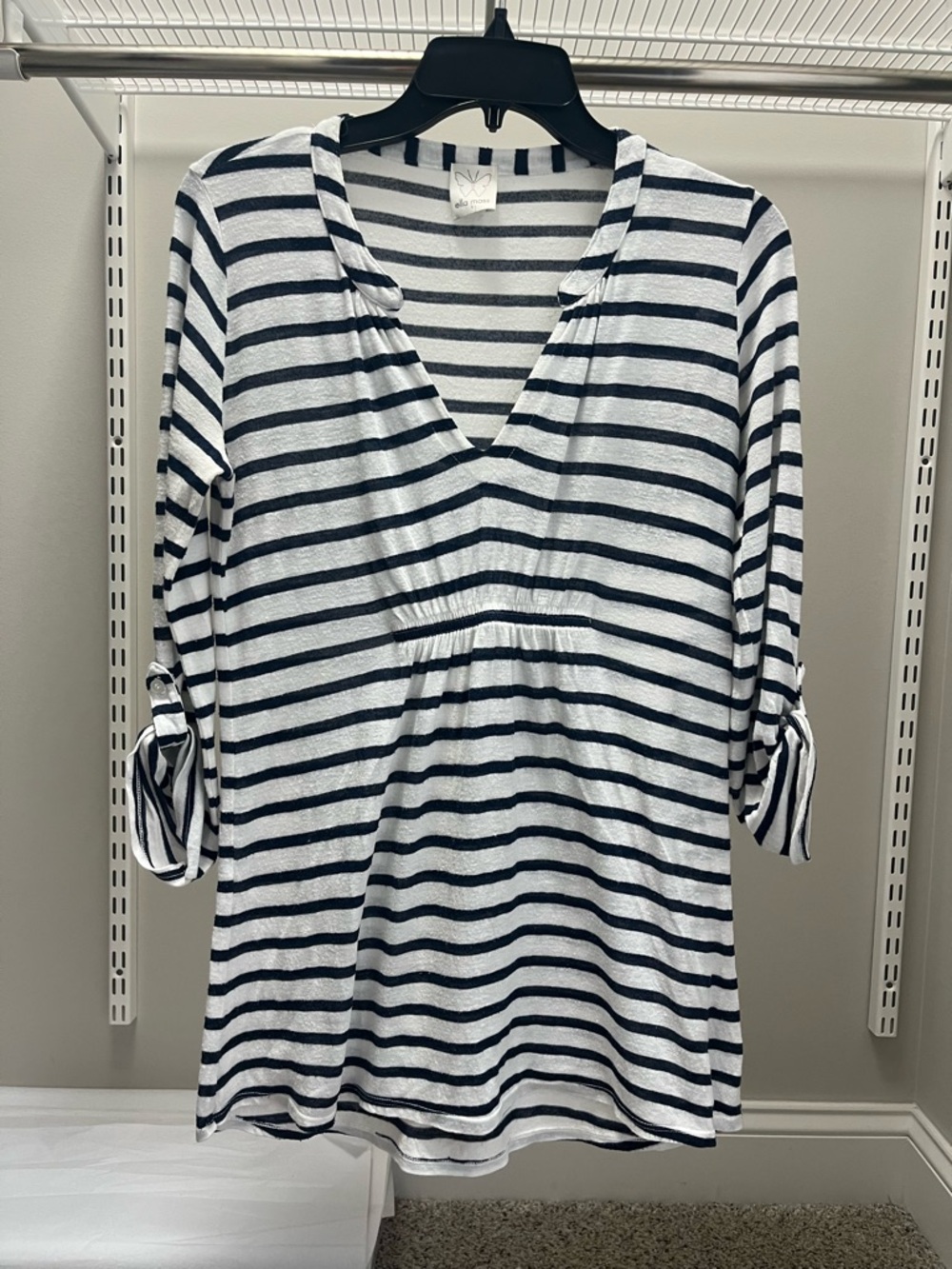 Ella Moss White & Navy Striped V-Neck Tunic